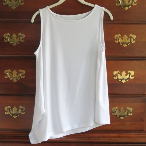 NWOT Susan Graver XXS Modern Essential Sleeveless Hi Low Liquid Knit White Tank - Picture 9 of 16